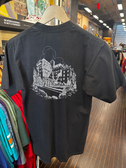 90s CHATEAU MARMONT RARE WASHED BLACK TEE - front & back