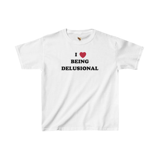 'I <3 BEING DELUSIONAL' baby tee