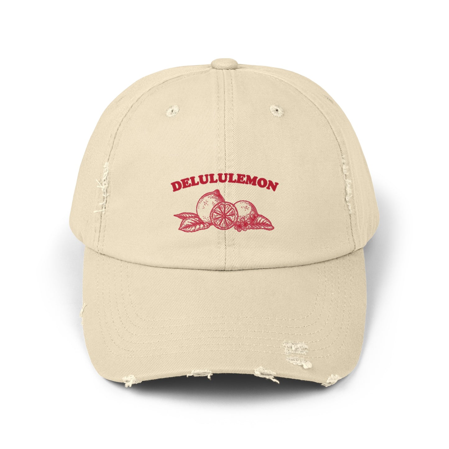 'DELULULEMON' distressed dad hat