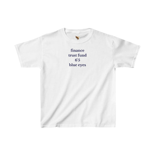 'finance trust fund 6'5 blue eyes' baby tee